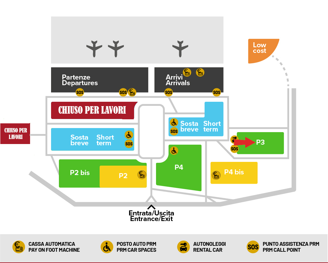 Verona airport parking Park P3 map